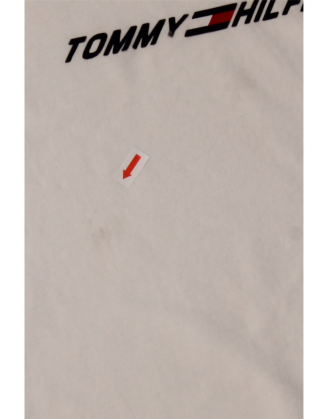 TOMMY HILFIGER Mens Graphic T-Shirt Top Large White Cotton Vintage Tommy Hilfiger and Second-Hand Tommy Hilfiger from Messina Hembry 