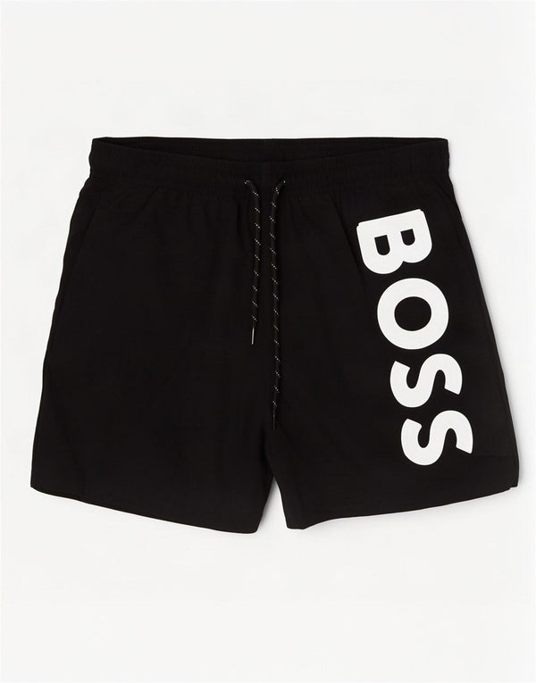 Pantaloncini da bagno grafici da uomo Hugo Boss medio nero in poliammide
