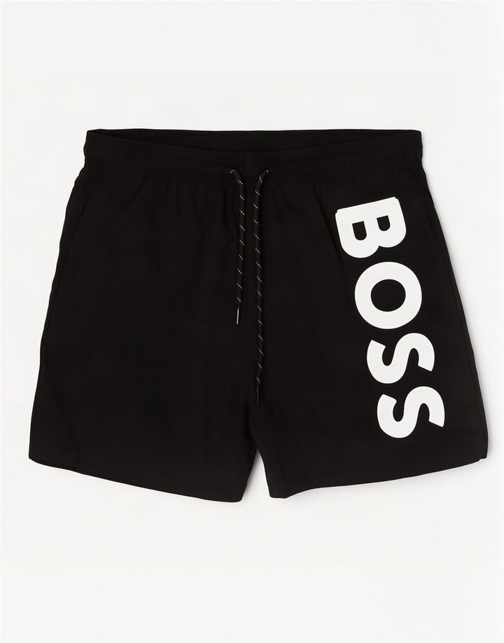 Pantaloncini da bagno grafici da uomo Hugo Boss medio nero in poliammide