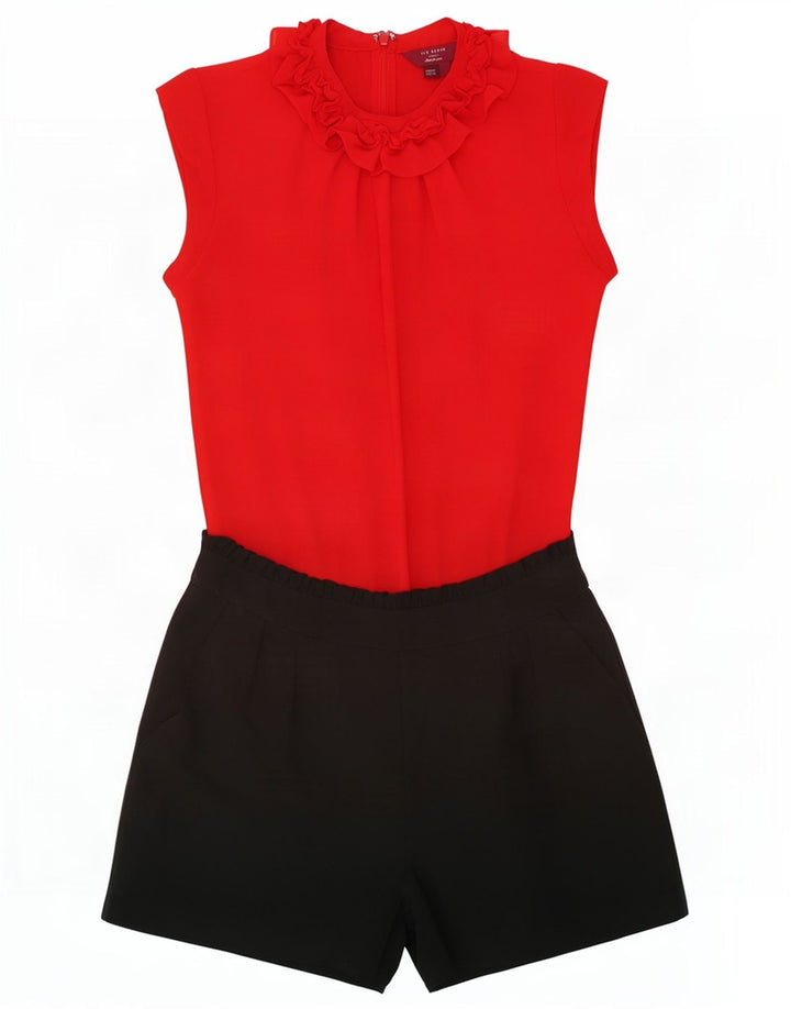 Ted Baker Tutina da donna con volant sul davanti taglia 0 2XS Poliestere color block rosso