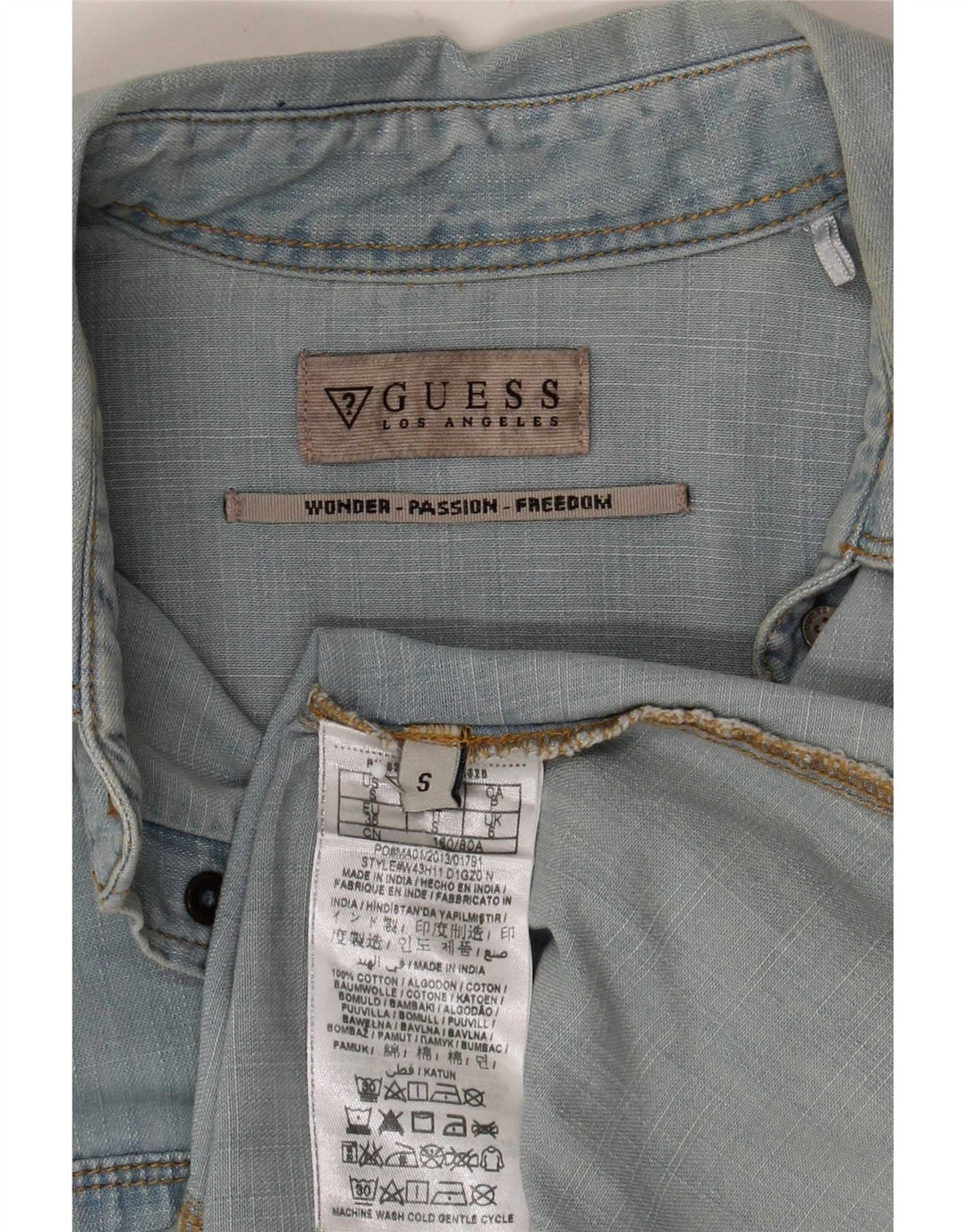 Camicia in denim da donna Guess UK 10 piccola in cotone blu