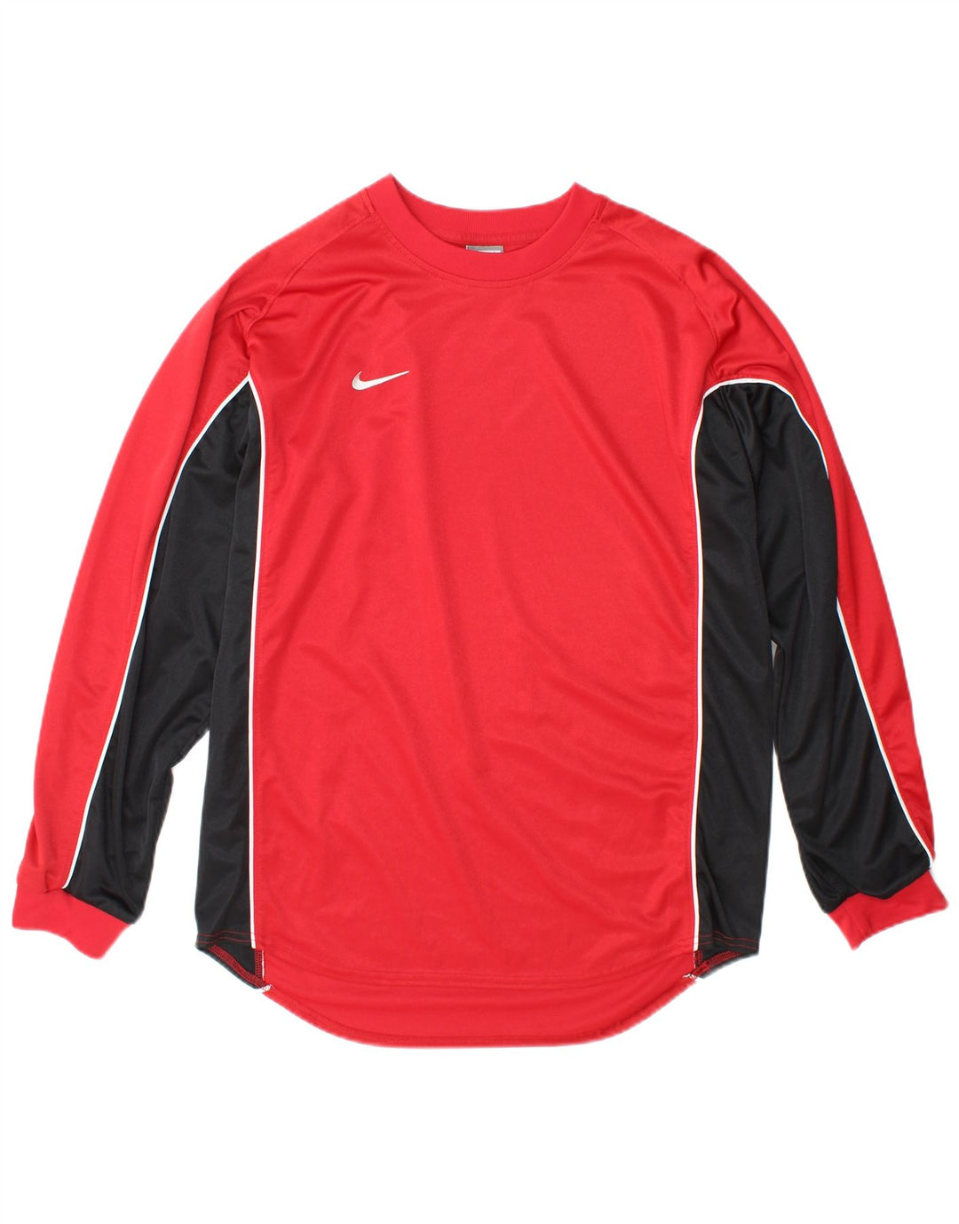 Top Nike da uomo a maniche lunghe UK 42/44 Large Rosso Colourblock Poliestere