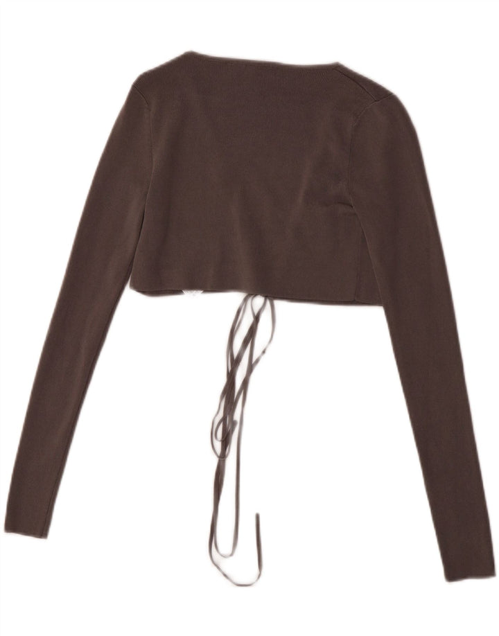 Top cardigan corto da donna Zara UK 8 piccolo in viscosa grigia