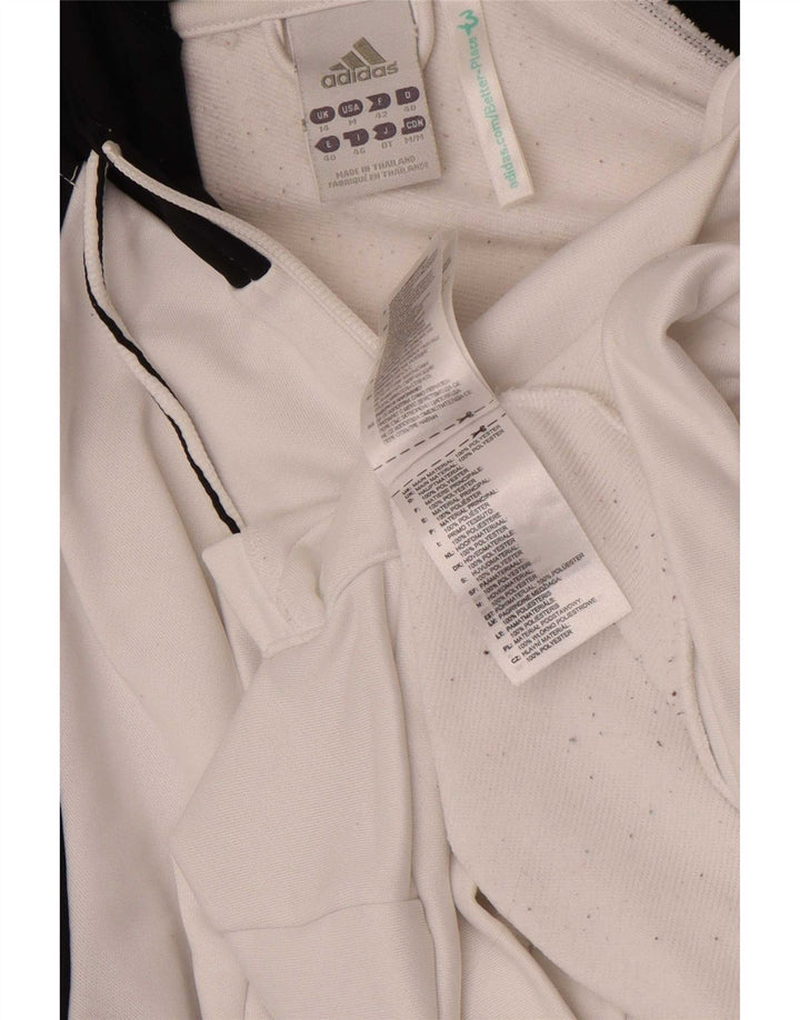 Maglione con cappuccio e zip da donna Adidas UK 14 Poliestere color block bianco medio