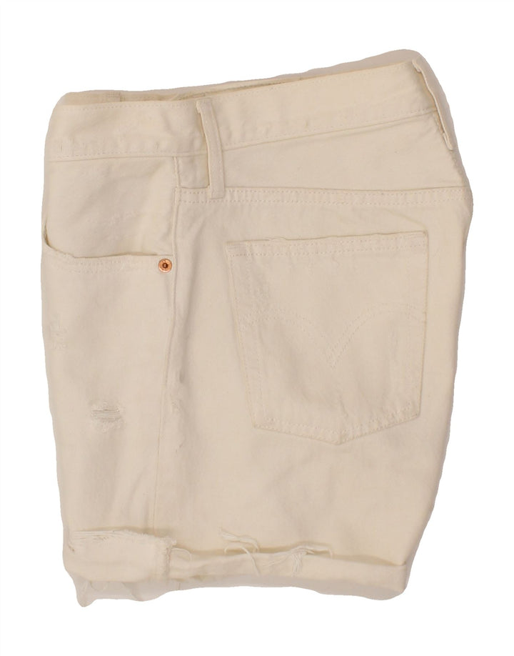 LEVI'S Womens Denim Shorts W25 XS Off White Cotton Vintage Levi's and Second-Hand Levi's from Messina Hembry 