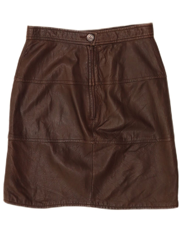 Gonna in pelle vintage da donna IT 38 XS W26 in pelle marrone