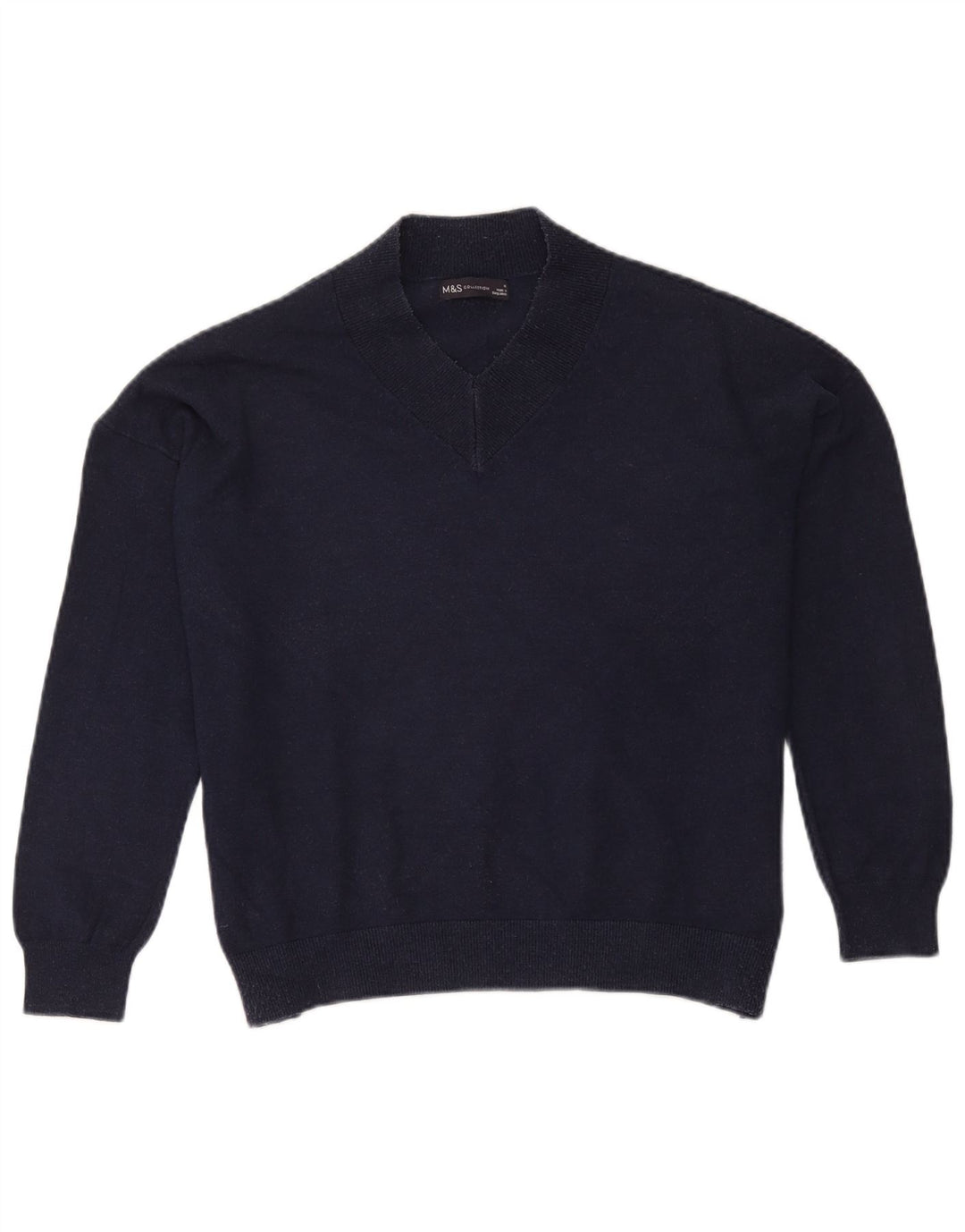 Maglione maglione oversize con scollo a V da donna Marks & Spencer blu navy medio