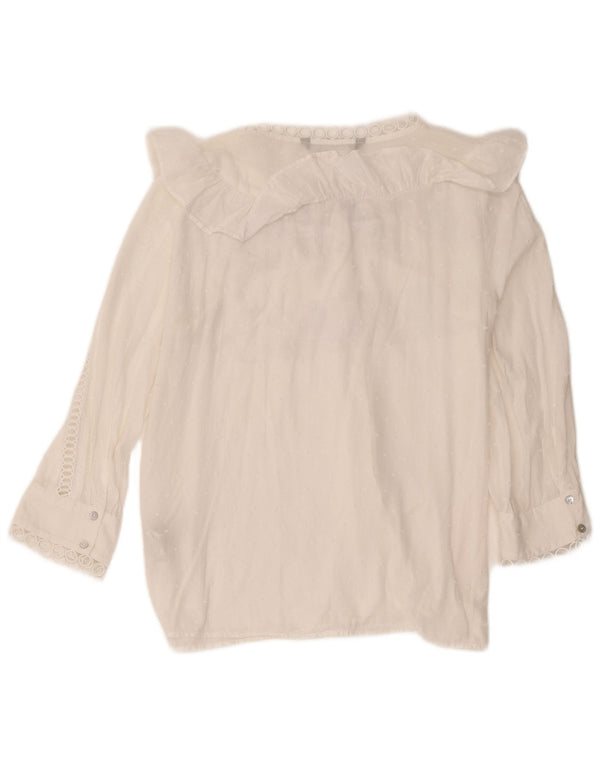 Camicia Zara da donna con maniche a 3/4 UK 14 cotone bianco medio
