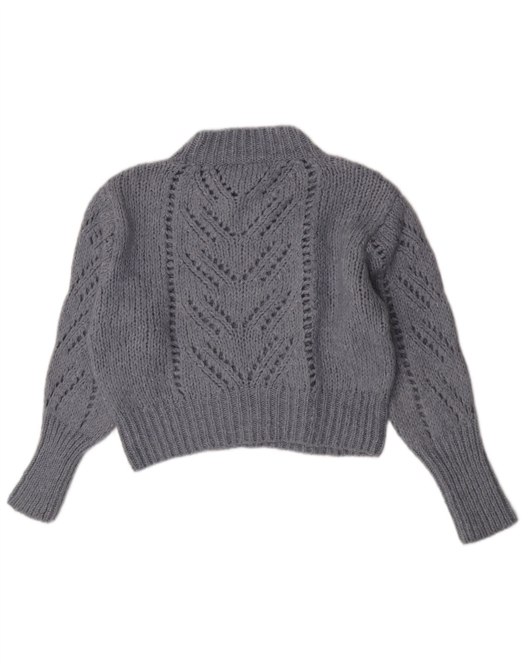 Maglione corto a collo alto da donna Zara UK 12 Acrilico blu medio