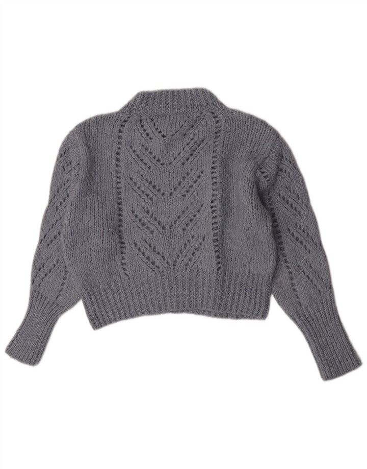 Maglione corto a collo alto da donna Zara UK 12 Acrilico blu medio