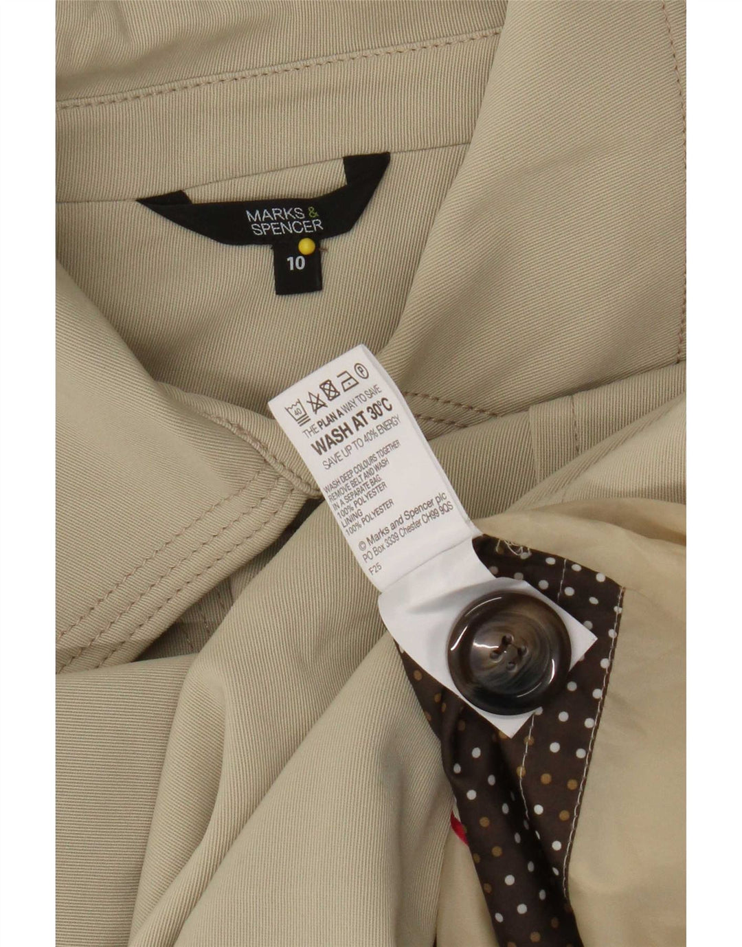Trench oversize da donna Marks & Spencer UK 10 piccolo poliestere beige