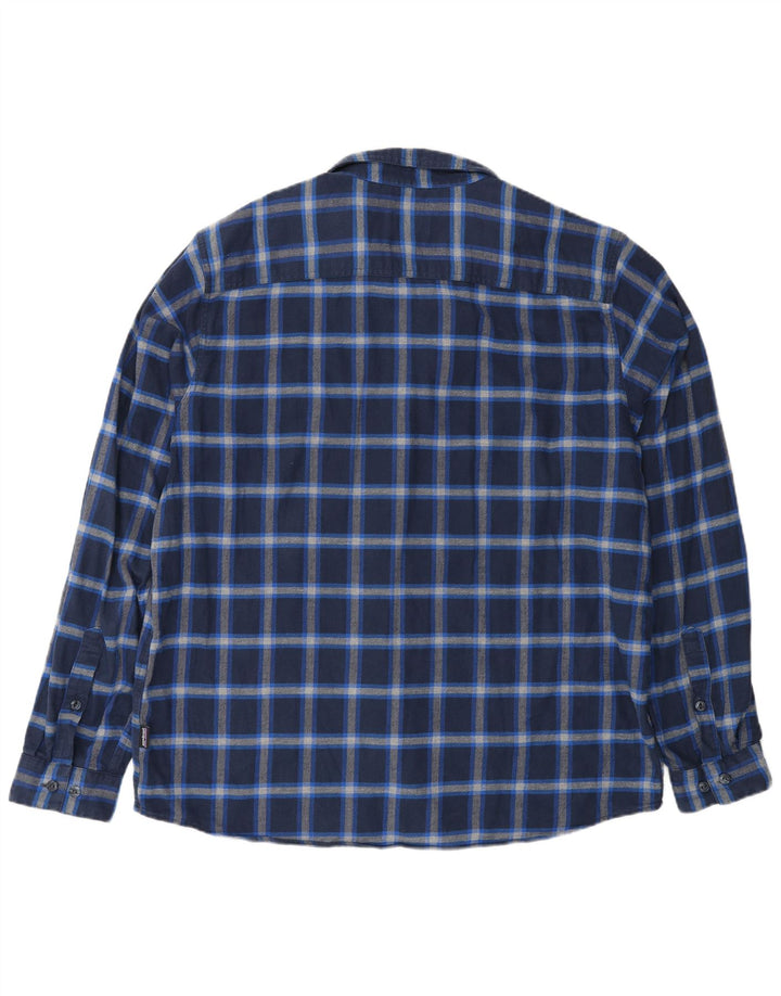 Patagonia Camicia da uomo in flanella di cotone a quadri blu grandi