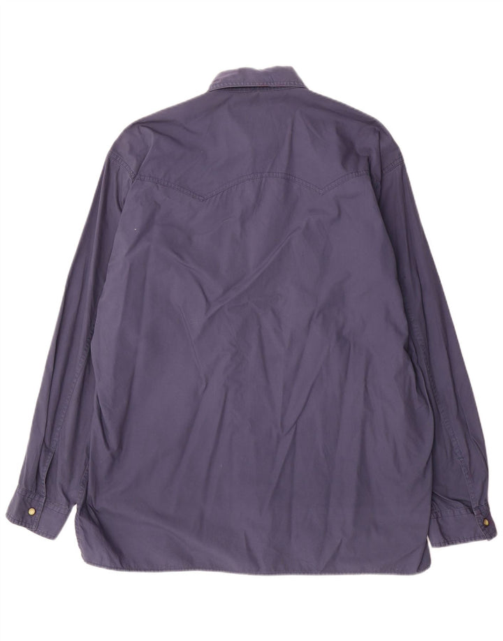 Camicia da uomo Marlboro Classics Large in cotone blu navy