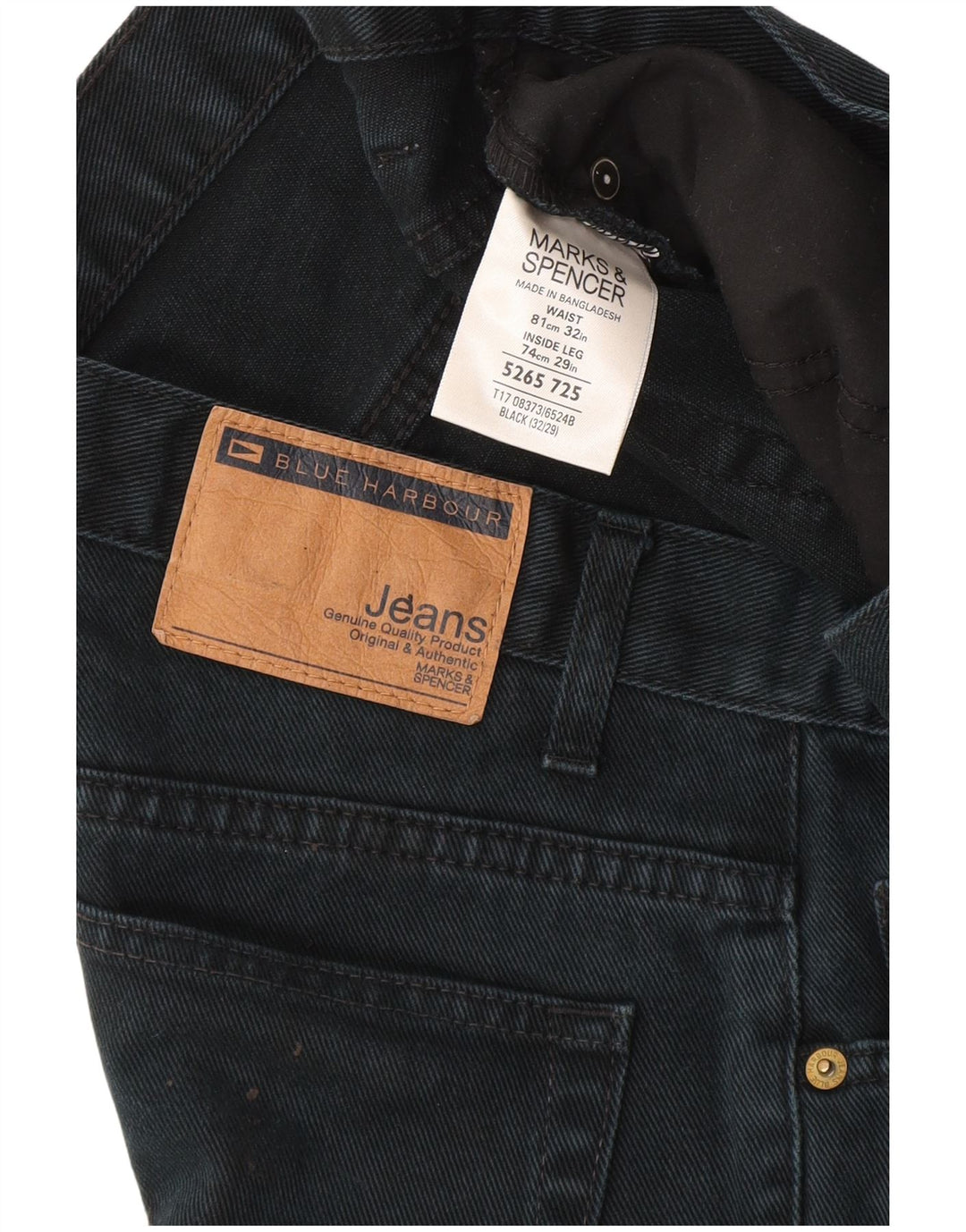 Jeans dritti da uomo Marks & Spencer W32 L29 cotone blu navy