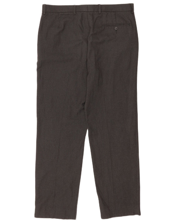 Pantaloni da abito dritti da uomo Marks & Spencer W34 L31 poliestere grigio