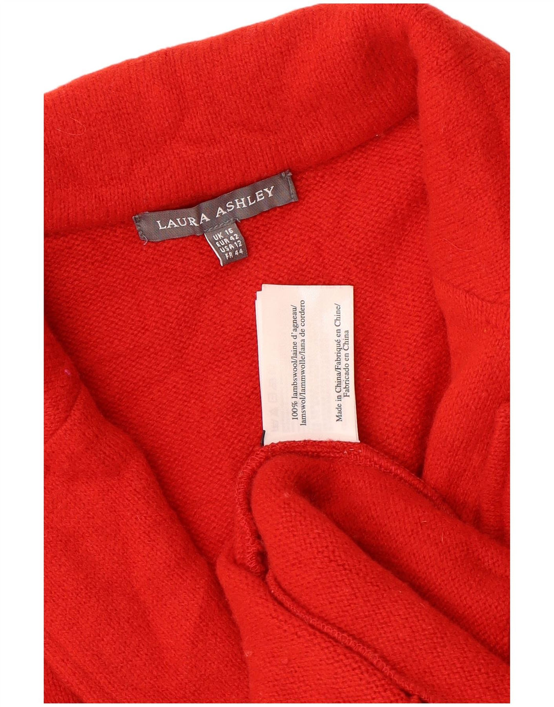 Maglione cardigan da donna Laura Ashley UK 16 grande lana rossa