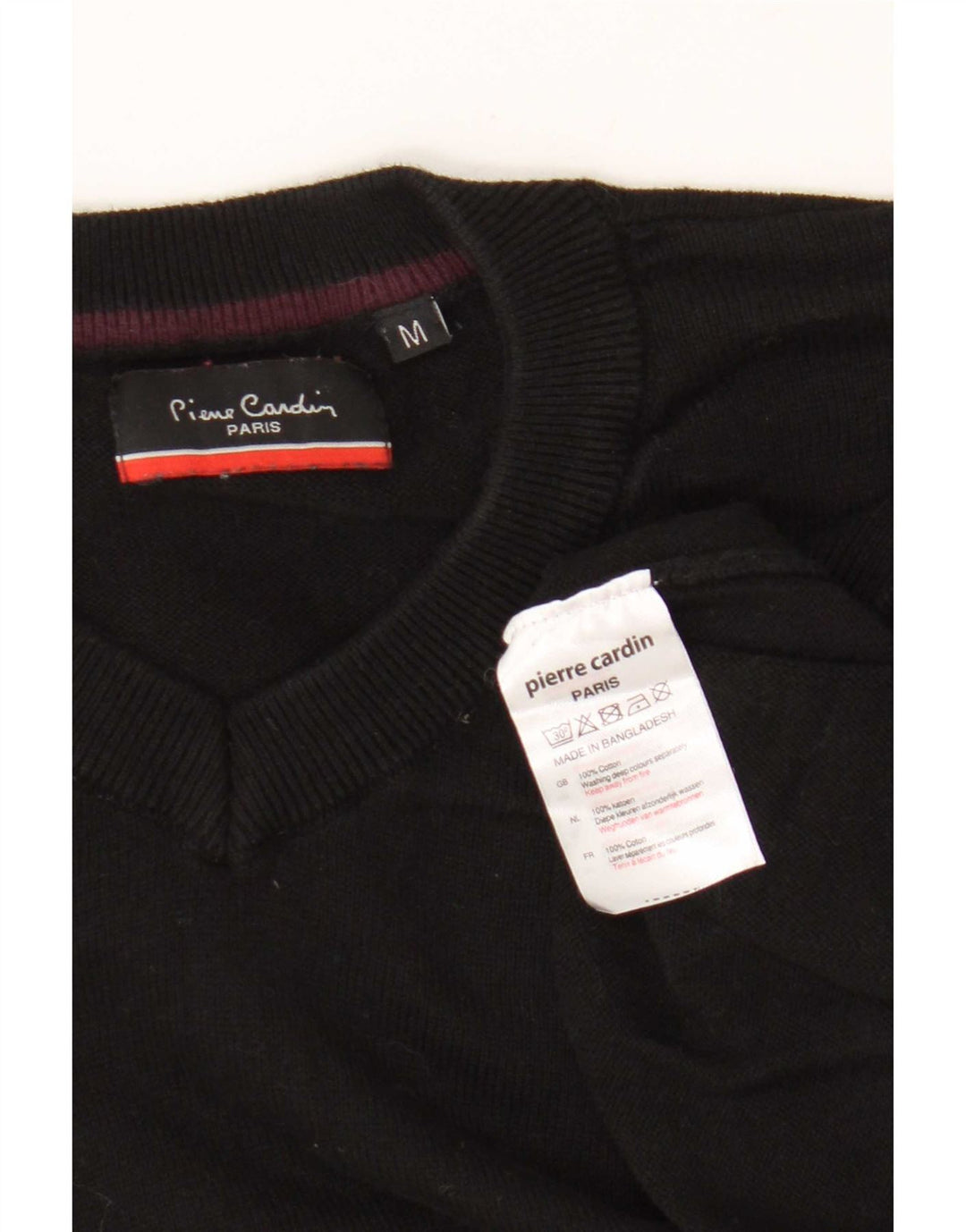 Maglione da uomo con scollo a V vestibilità regolare Pierre Cardin cotone nero medio