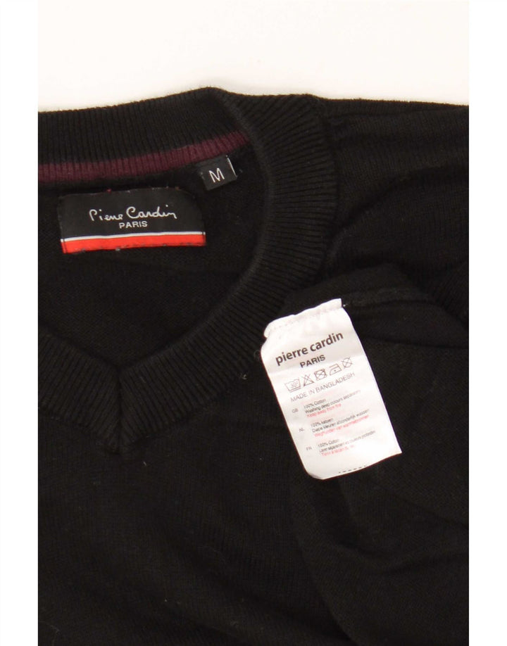 Maglione da uomo con scollo a V vestibilità regolare Pierre Cardin cotone nero medio