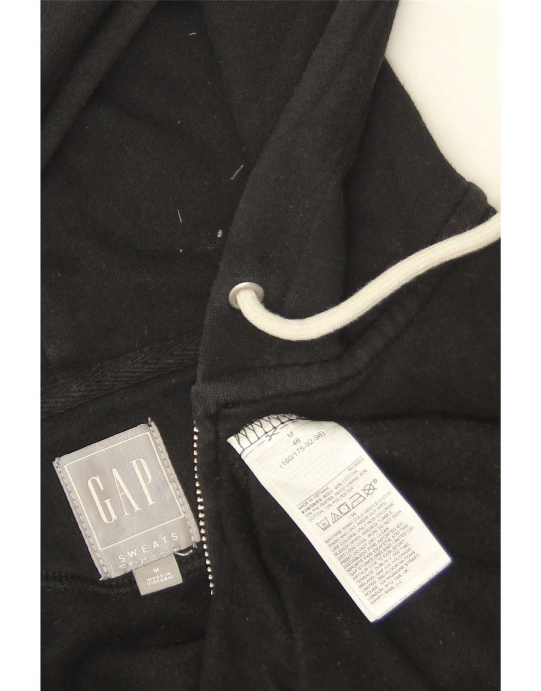 Maglione con cappuccio e zip grafica da uomo Gap in cotone nero medio