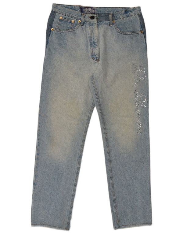 Jeans da donna con grafica a vita alta Blumarine IT 46 Large W32 L29 Cotone blu