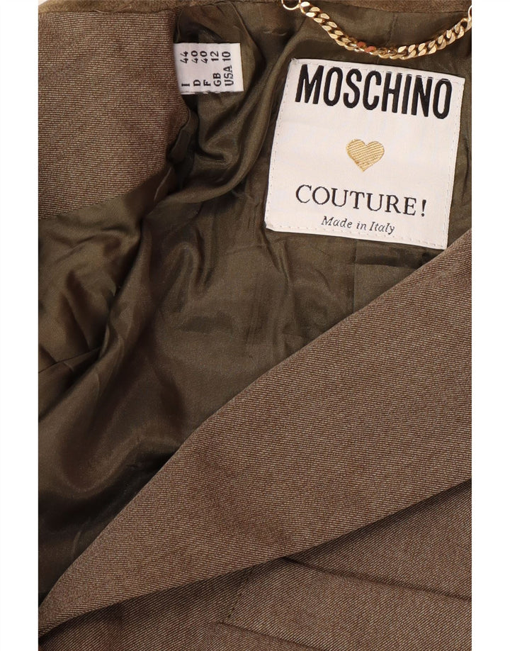 MOSCHINO Set gonna da donna a 3 bottoni in 2 pezzi UK 12 medio W28 marrone classico