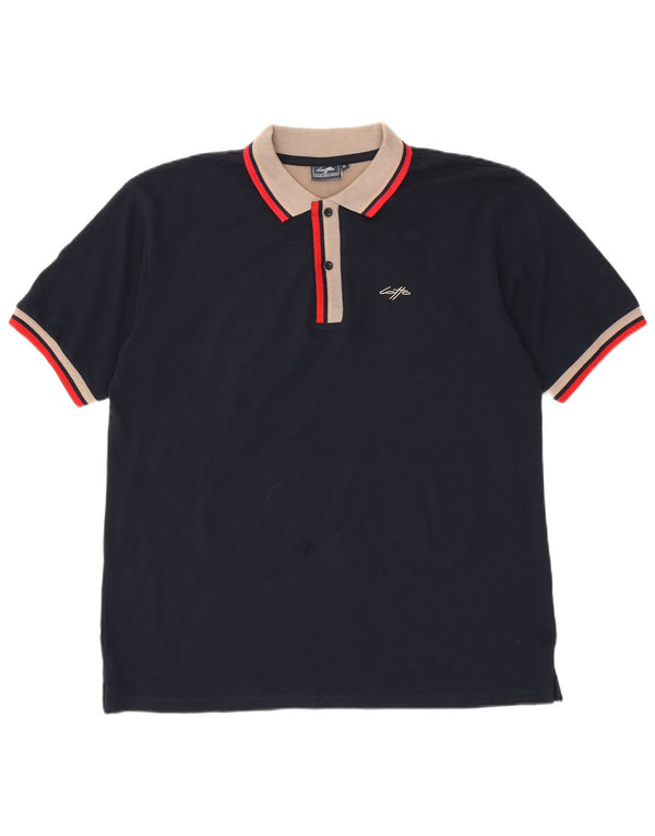 Polo da rugby da uomo Lotto XL in cotone a righe blu navy