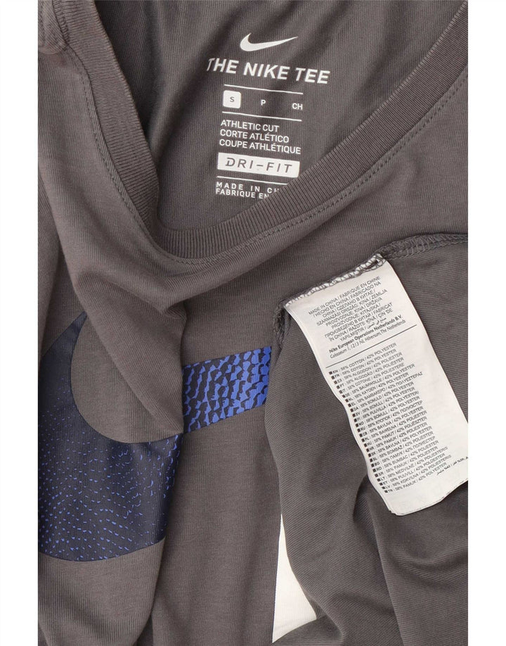 T-shirt grafica Nike Dri Fit da uomo, piccola, in cotone grigio