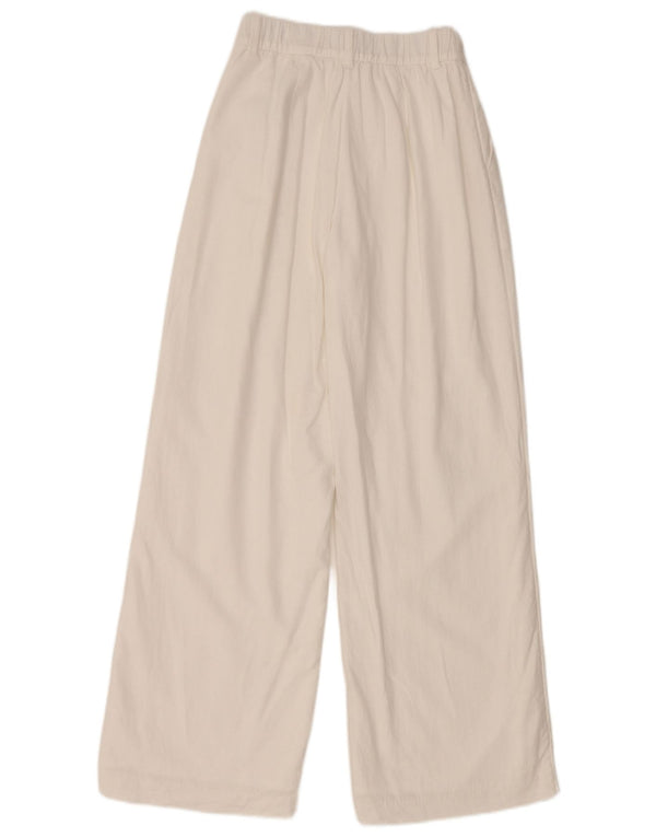 HOLLISTER Pantaloni da donna a gamba larga a vita alta Livvy XS W25 L28 Lino bianco