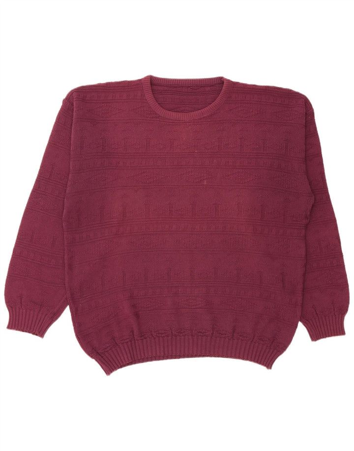 Maglione maglione girocollo da uomo VINTAGE grande bordeaux