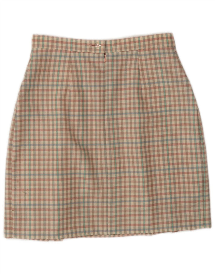 Minigonna vintage da donna IT 42 media W26 in lana a quadretti multicolore