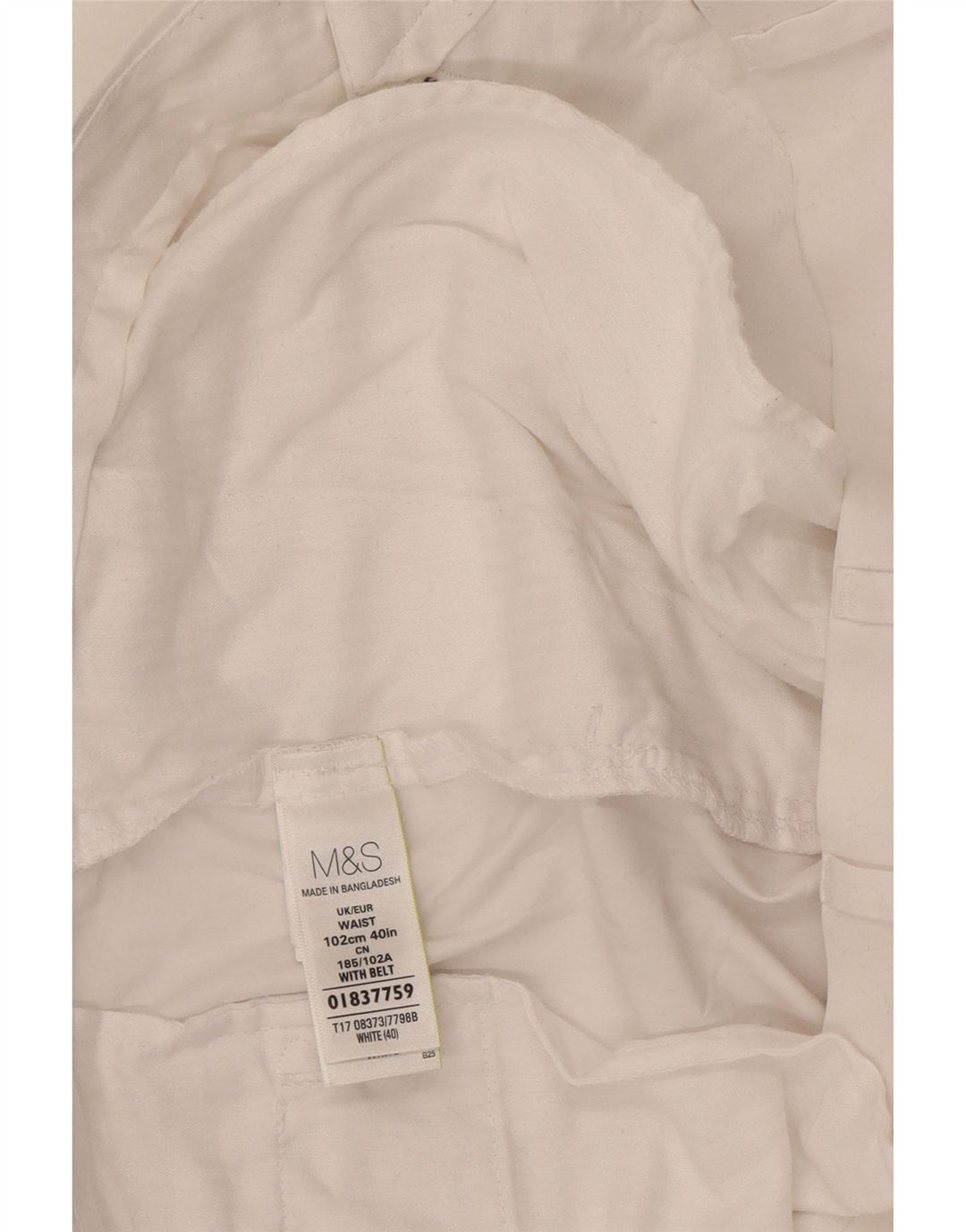 Pantaloncini chino da uomo Marks & Spencer W40 XL cotone bianco