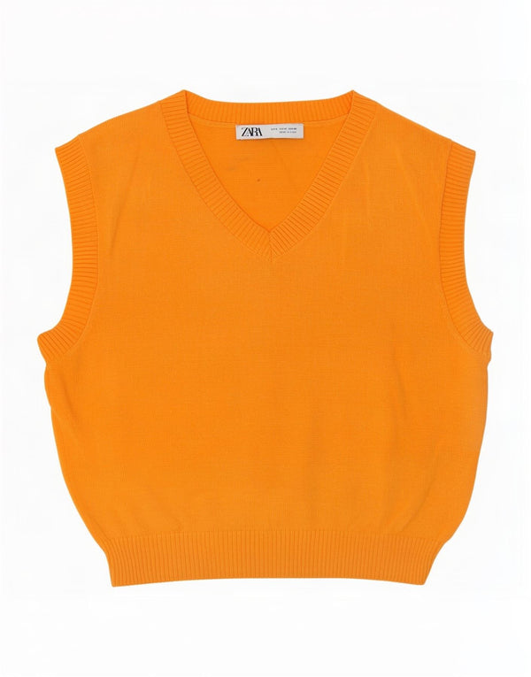 Canotta canotta da donna Zara UK 12 viscosa arancione media
