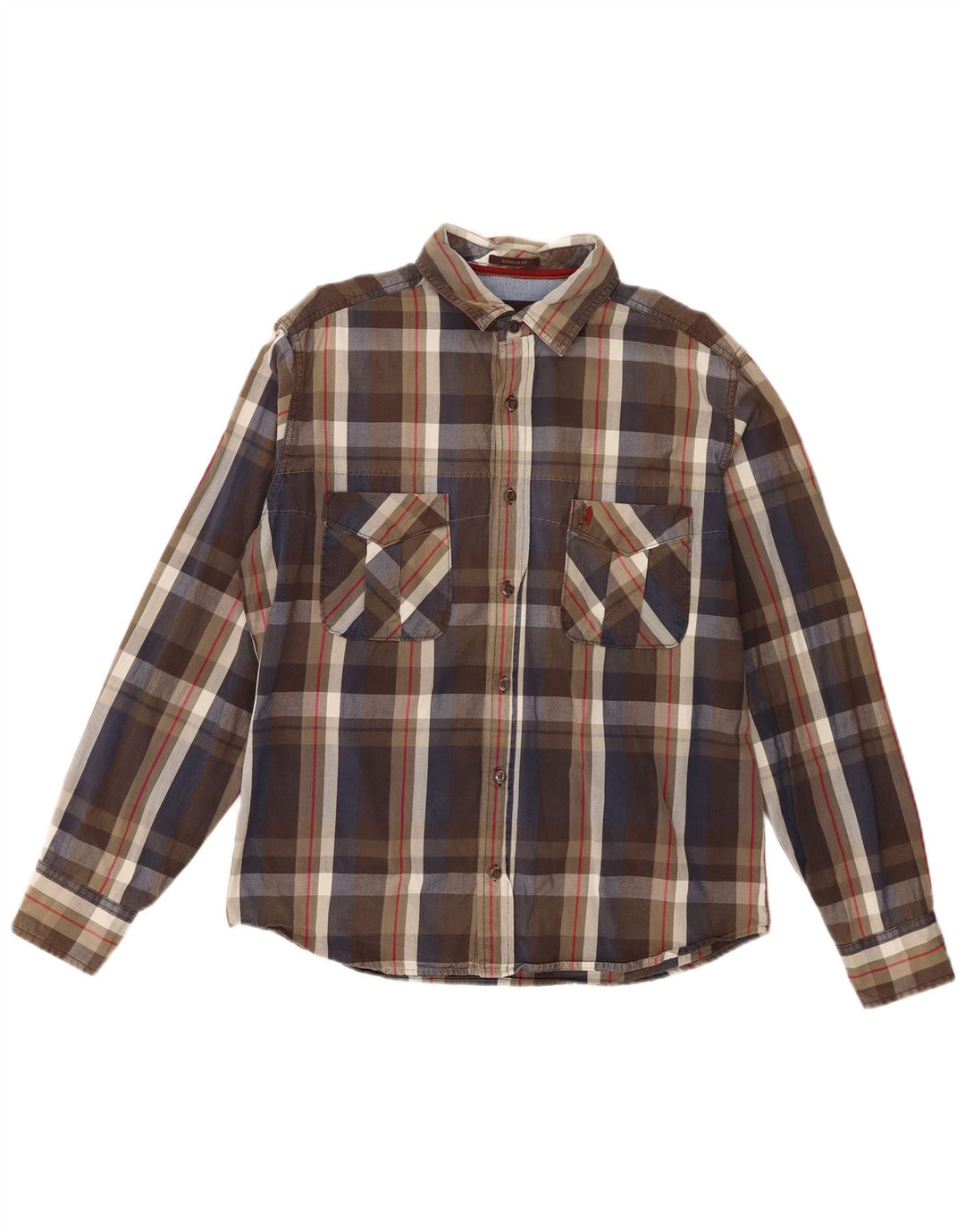 Camicia da uomo Regular Fit Marlboro Classics, cotone a quadri marroni grandi