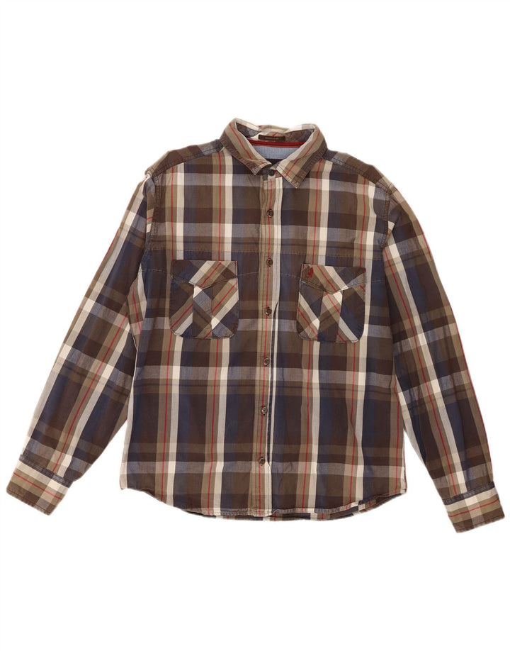 Camicia da uomo Regular Fit Marlboro Classics, cotone a quadri marroni grandi