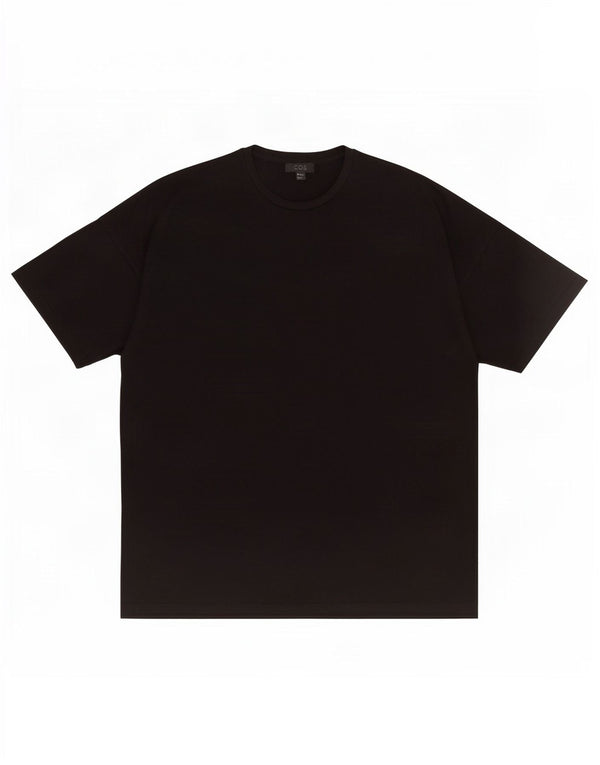 T-shirt da uomo ampia e vestibilità ampia, piccola, in cotone nero
