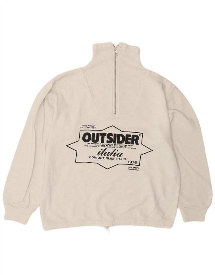Felpa con zip grafica da uomo Outsider, maglione, cotone bianco medio
