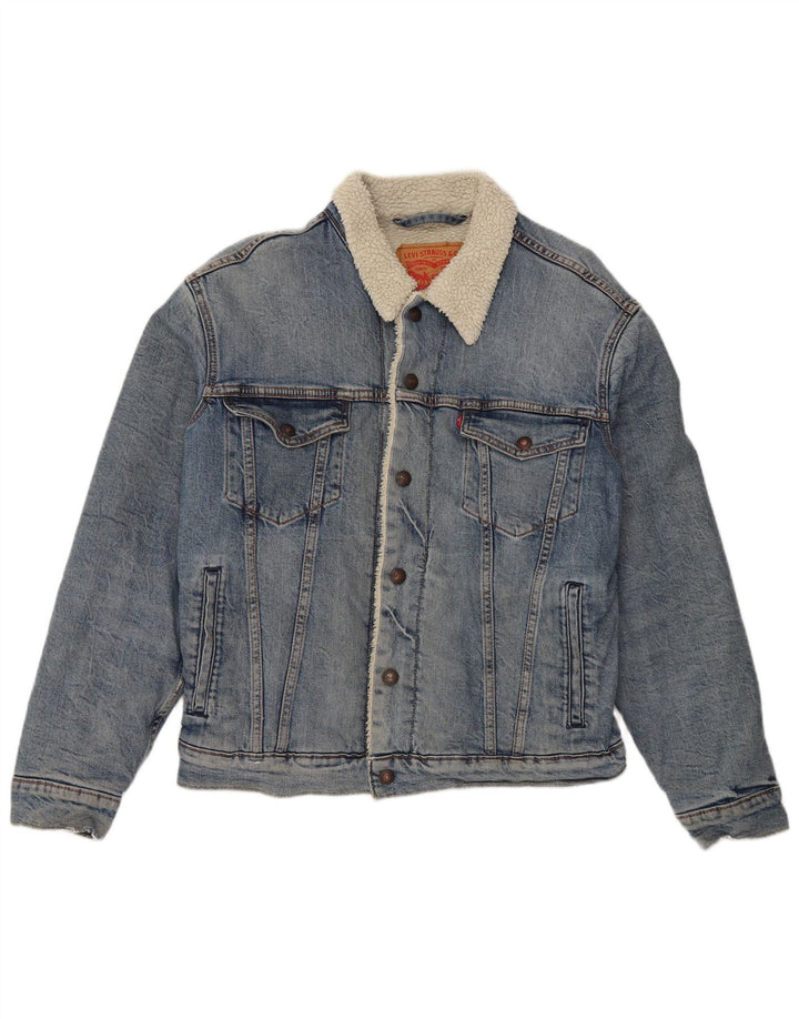 Giacca in denim Sherpa da uomo Levi's UK 36 piccolo cotone blu