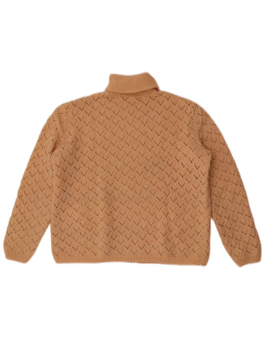 Maglione maglione vintage da donna con collo alto UK 14 Beige medio