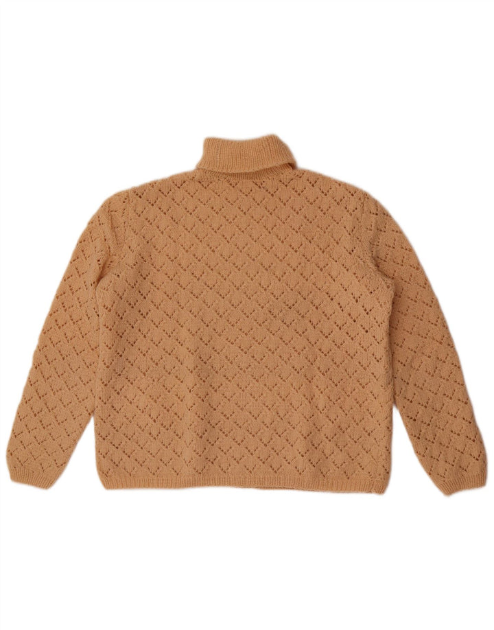 Maglione maglione vintage da donna con collo alto UK 14 Beige medio