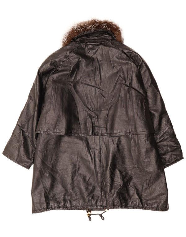 Cappotto in pelle da donna PAUL & WITE UK 20 2XL Pelle nera