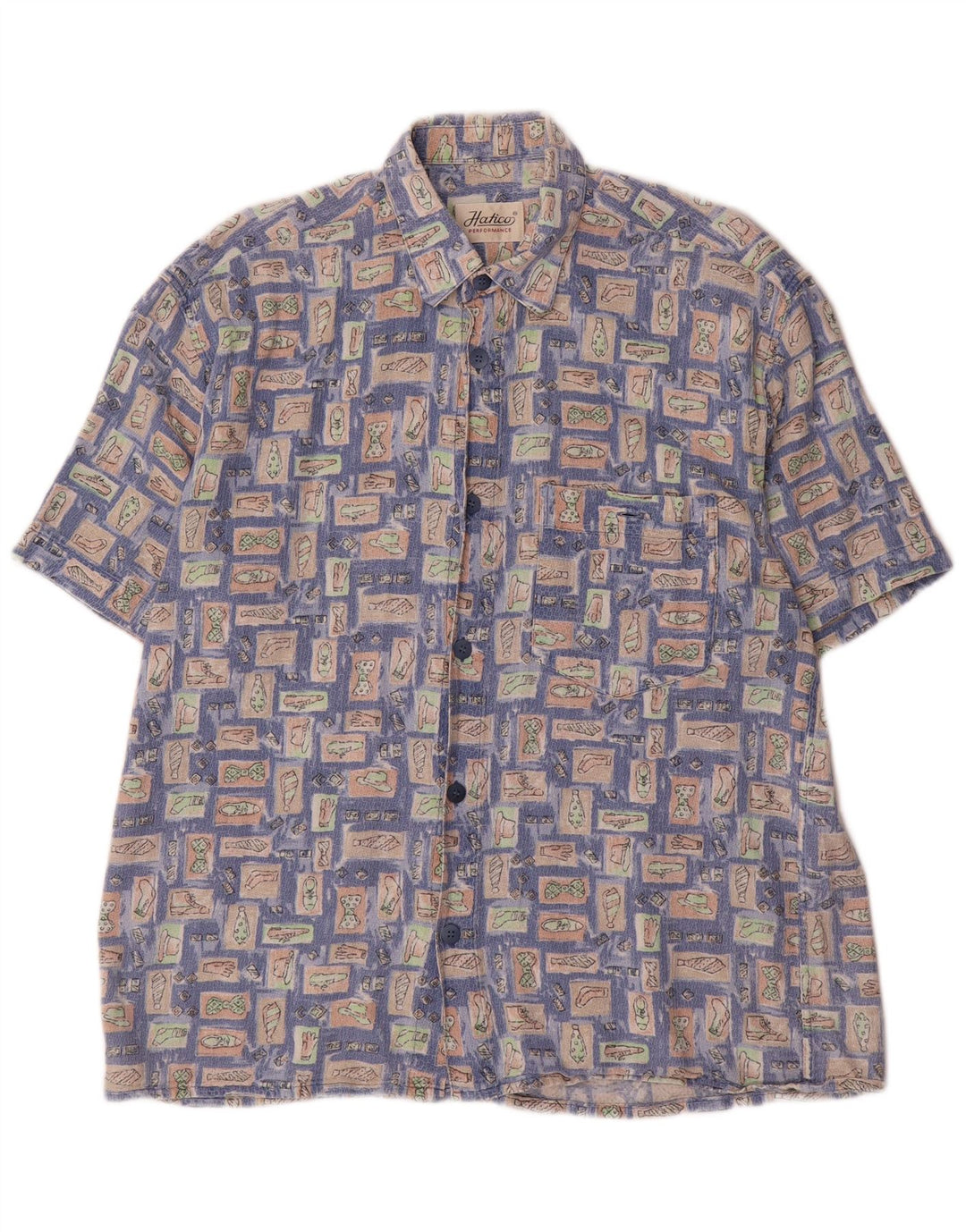 Camicia a maniche corte da uomo HATICO grande blu geometrica