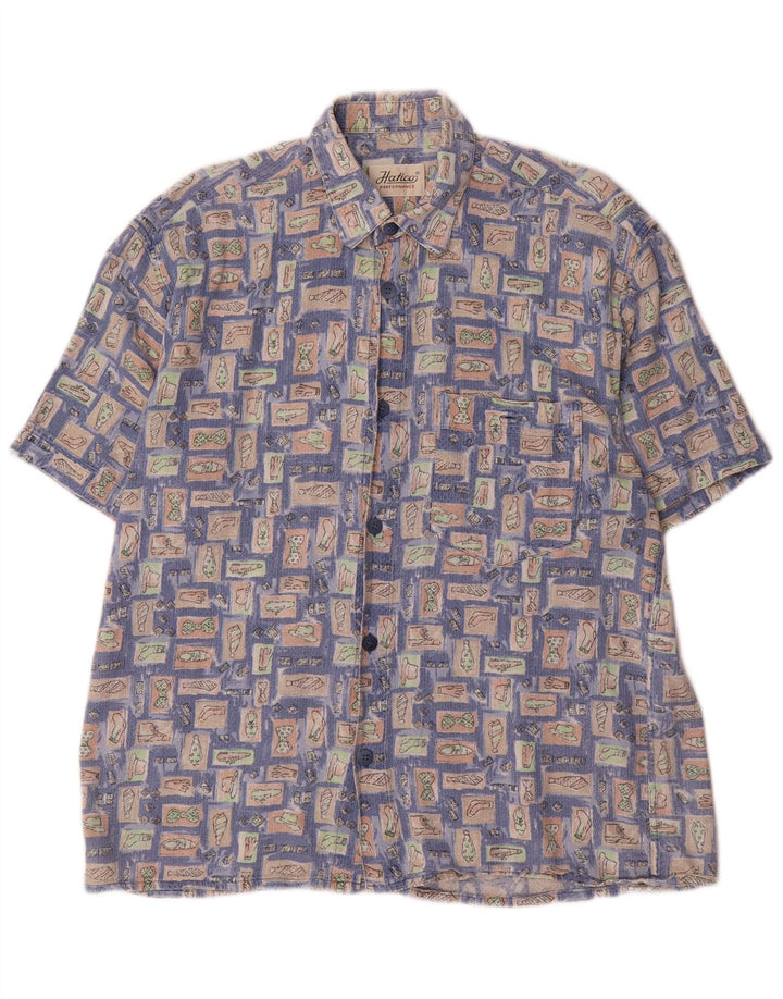 Camicia a maniche corte da uomo HATICO grande blu geometrica