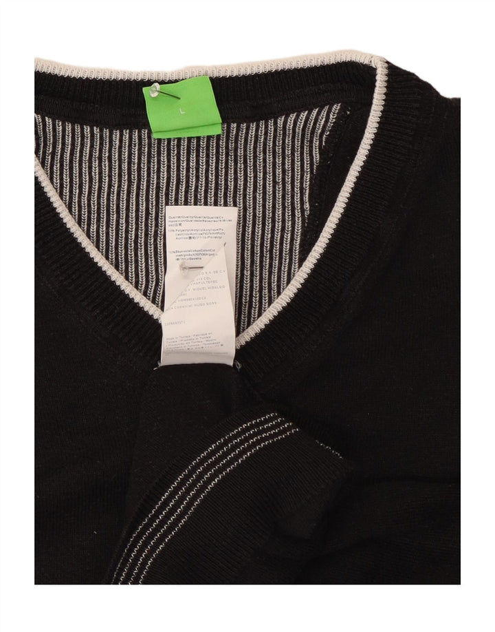 Hugo Boss Maglione da uomo con scollo a V grande acrilico nero