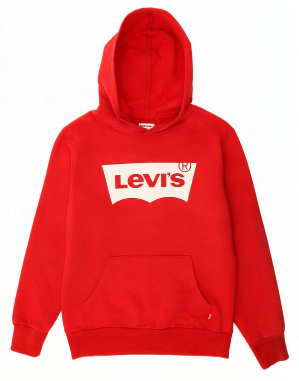 Maglione con cappuccio grafico per ragazzi Levi's 11-12 anni in cotone rosso
