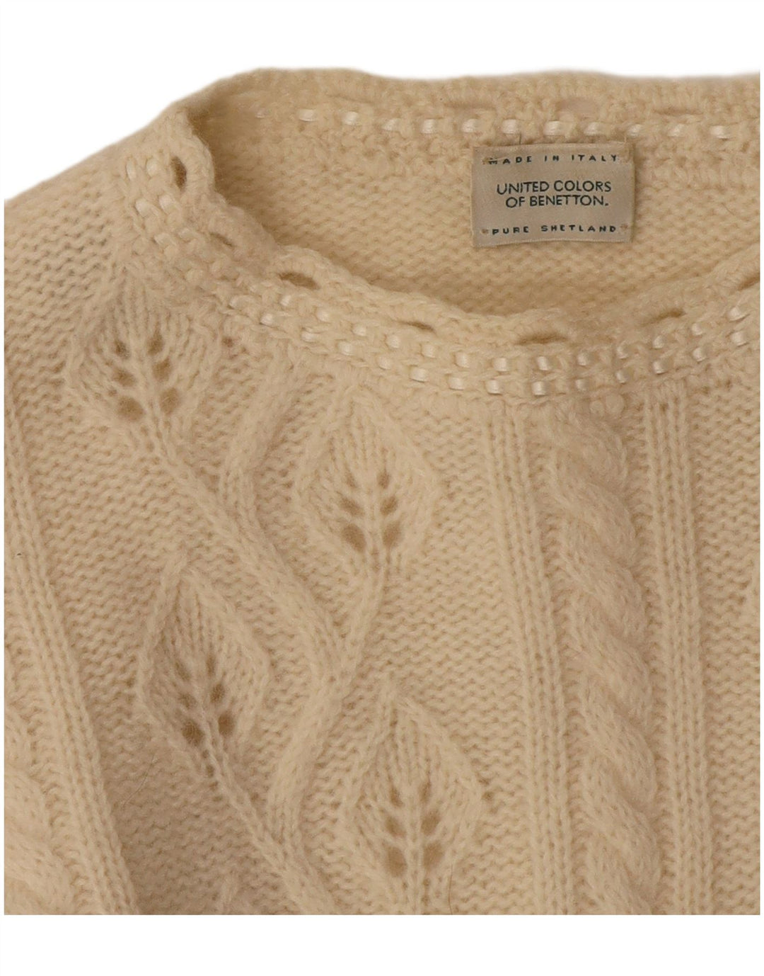 Maglione maglione con scollo a barca da donna Benetton UK 14 medio bianco sporco