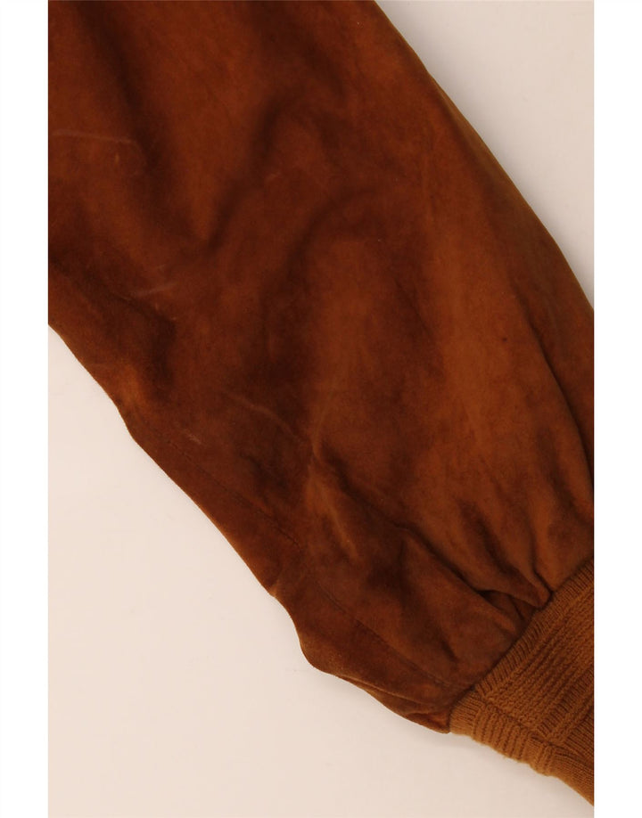 Giubbotto bomber vintage in pelle scamosciata da uomo IT 52 XL in pelle marrone