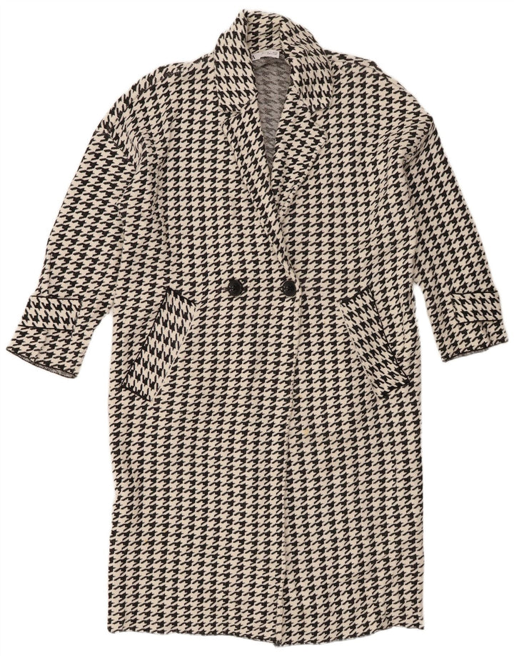 Soprabito oversize da donna Zara UK 10 piccolo in viscosa pied de poule nera