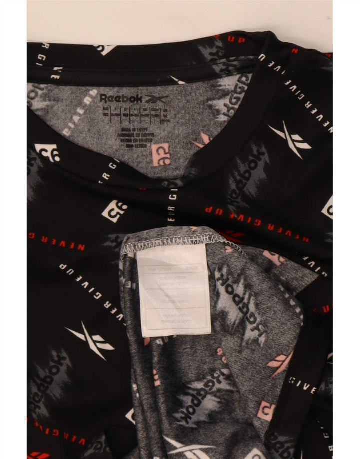 T-shirt grafica Reebok da ragazzo, 11-12 anni, media, nera, in poliestere