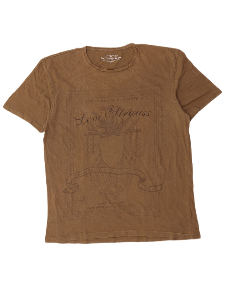 T-shirt grafica da uomo Levi's Top XL in cotone marrone