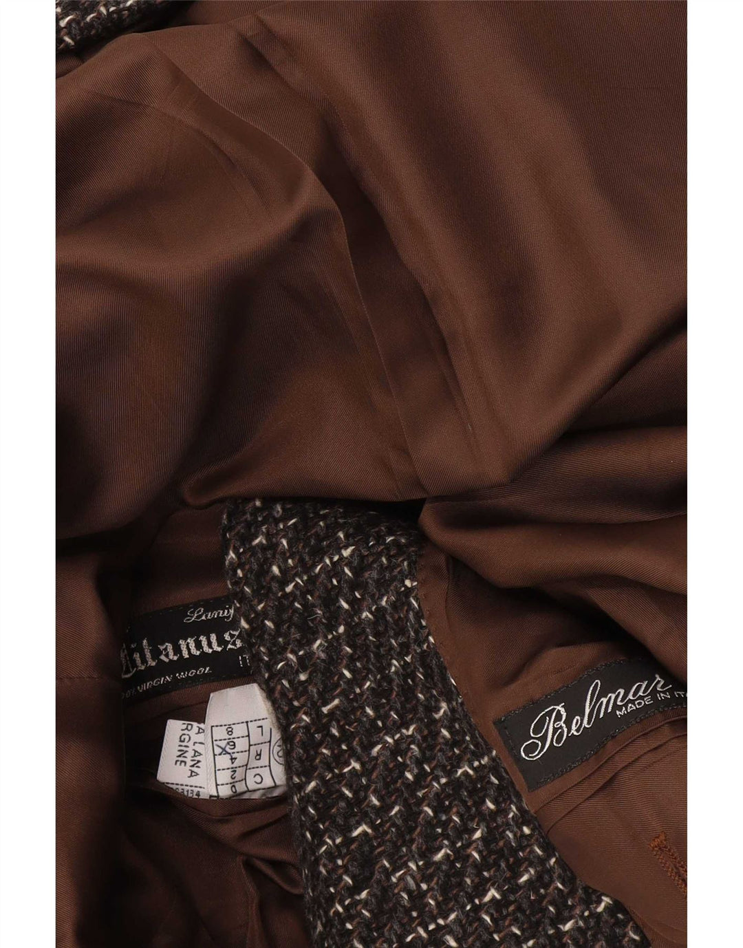 Giacca blazer a 2 bottoni da donna Belmar IT 52 XL Lana vergine screziata marrone